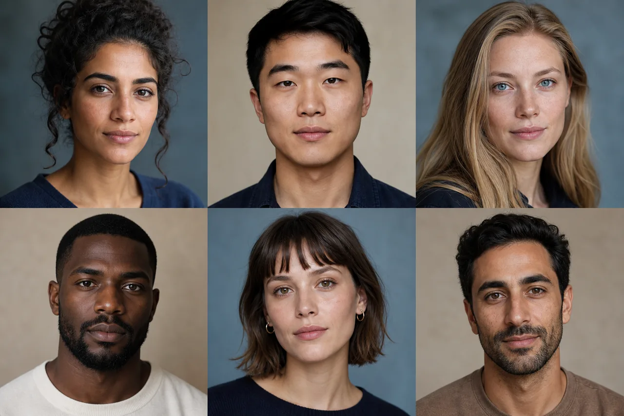 Six portraits adultes variés montrant que la beauté conventionnelle n'a pas un visage unique