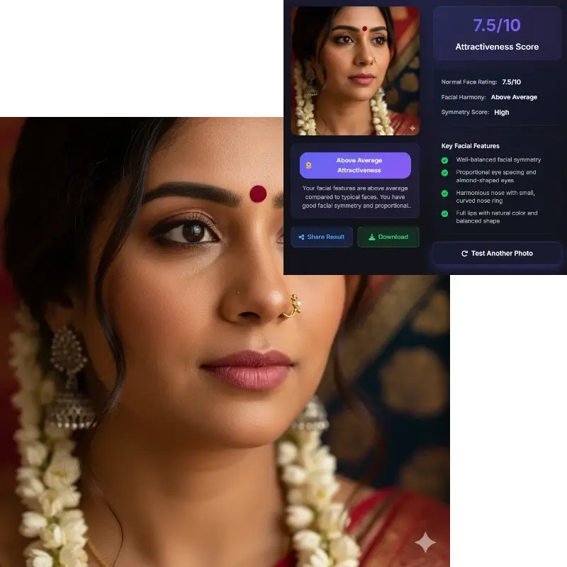 나는 평범할까 인공지능 - 인도 여성이 매력도 7.5 획득, 평균 이상